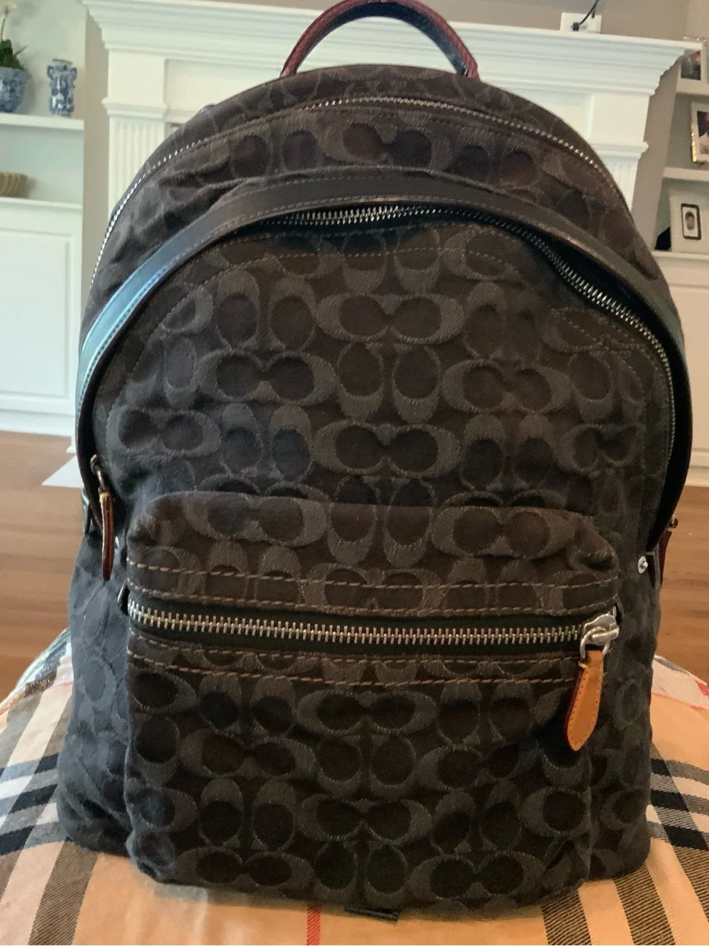 Coach Men's Dark Brown/Black Signature Canvas Backpack
